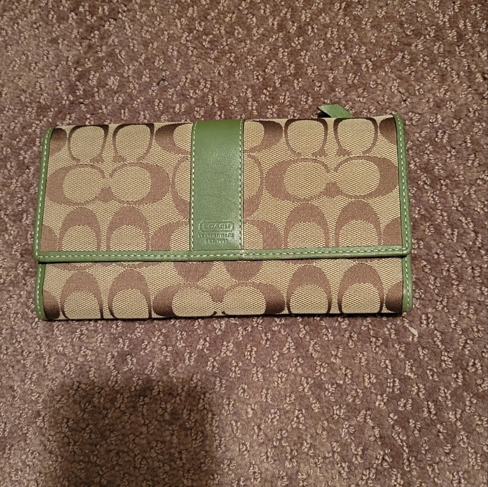 Coach green leather wallet